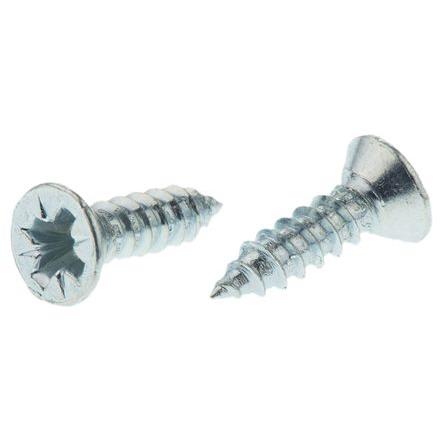 RS PRO Samořezný šroub, Lesklý zinek, Ocel hlavice Zapuštěná, délka: 13 mm