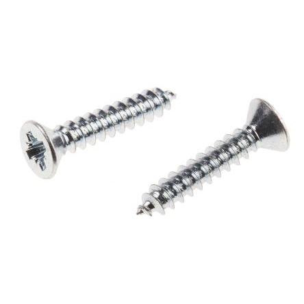 RS PRO Samořezný šroub, Lesklý zinek, Ocel hlavice Zapuštěná, délka: 19 mm