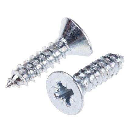 RS PRO Samořezný šroub, Lesklý zinek, Ocel hlavice Zapuštěná, délka: 19 mm