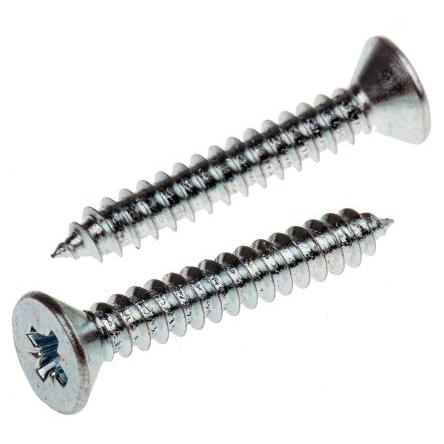 RS PRO Samořezný šroub, Lesklý zinek, Ocel hlavice Zapuštěná, délka: 32 mm