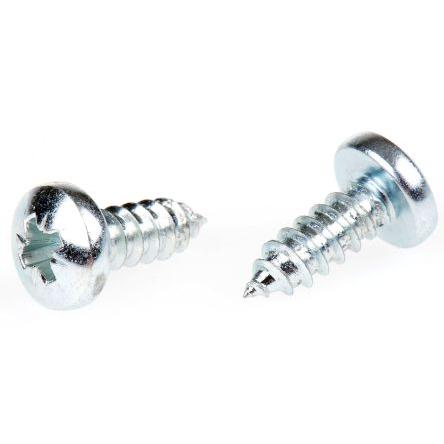 RS PRO Samořezný šroub, Lesklý zinek, Ocel hlavice Kónická, délka: 13 mm
