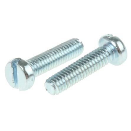 RS PRO Šroub s nízkou půlkulovou hlavou Drážka, Lesklý zinek, Ocel hlavice Válcová 10 mm