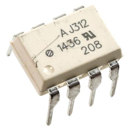 Broadcom Optočlen HCPL-J312-000E, řada: HCPL, počet kolíků: 8 kolíkový, počet kanálů: 1 vstup DC Průchozí otvor DIP