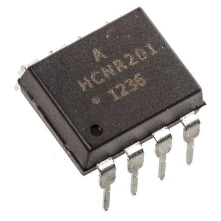 Broadcom Optočlen HCNR201-000E, řada: HCNR201, počet kolíků: 8 kolíkový, počet kanálů: 1 vstup DC Průchozí otvor 0.72 %