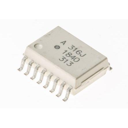 Broadcom Optočlen HCPL-316J-000E, řada: HCPL, počet kolíků: 16 kolíkový, počet kanálů: 2 vstup DC Povrch SOIC