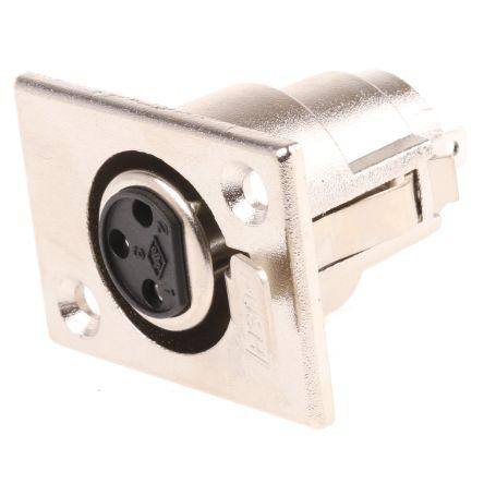 RS PRO Konektor XLR, barva Přírodní, počet kontaktů: 3, orientace těla: Rovný Vnitřní, pokovení: Stříbrná, Panel, 250V,