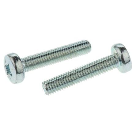 RS PRO Šroub s nízkou půlkulovou hlavou Pozidriv, Lesklý zinek, Ocel hlavice Kónická 25 mm