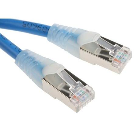 RS PRO Cat5e Ethernetové kabely, Modrá, Polyvinylchlorid, A: RJ45, 30V 0.5 m Vnější, B: RJ45 Vnější, typ pláště: F/UTP