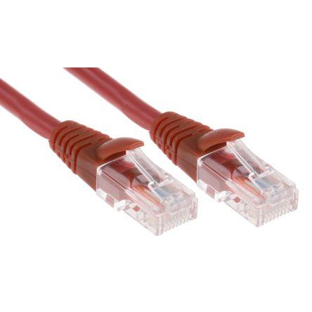 RS PRO Cat5e Ethernetové kabely, Červená, Nízko dýmivý bezhalogenový, A: RJ45, 30V 10 m Vnější, B: RJ45 Vnější, typ