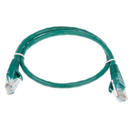 RS PRO Cat5e Ethernetové kabely, Zelená, Polyvinylchlorid, A: RJ45, 30V 0.5 m Vnější, B: RJ45 Vnější, typ pláště: U/UTP