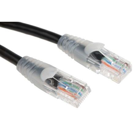 RS PRO Cat5e Ethernetové kabely, Černá, Polyvinylchlorid, A: RJ45, 30V 0.5 m Vnější, B: RJ45 Vnější, typ pláště: