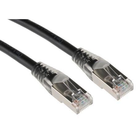 RS PRO Cat5e Ethernetové kabely, Černá, Polyvinylchlorid, A: RJ45, 30V 0.5 m Vnější, B: RJ45 Vnější, typ pláště: Stíněné