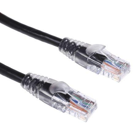 RS PRO Cat5e Ethernetové kabely, Černá, Polyvinylchlorid, A: RJ45, 30V 1 m Vnější, B: RJ45 Vnější, typ pláště: Nestíněný