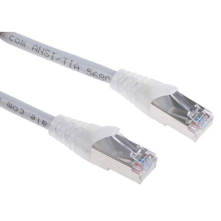 RS PRO Cat5e Ethernetové kabely, Šedá, Polyvinylchlorid, A: RJ45, 30V 3 m Vnější, B: RJ45 Vnější, typ pláště: F/UTP