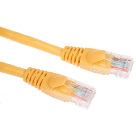 RS PRO Cat5e Ethernetové kabely, Žlutá, Polyvinylchlorid, A: RJ45, 30V 5 m Vnější, B: RJ45 Vnější, typ pláště: U/UTP
