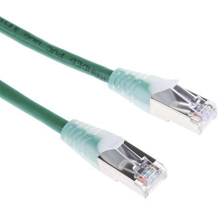 RS PRO Cat5e Ethernetové kabely, Zelená, Polyvinylchlorid, A: RJ45, 30V 5 m Vnější, B: RJ45 Vnější, typ pláště: F/UTP