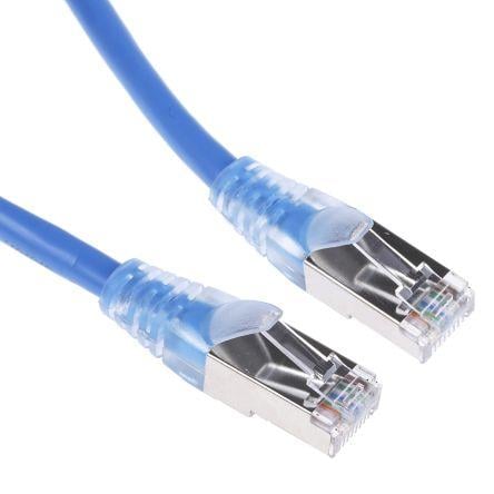 RS PRO Cat5e Ethernetové kabely, Modrá, Polyvinylchlorid, A: RJ45, 30V 2 m Vnější, B: RJ45 Vnější, typ pláště: F/UTP