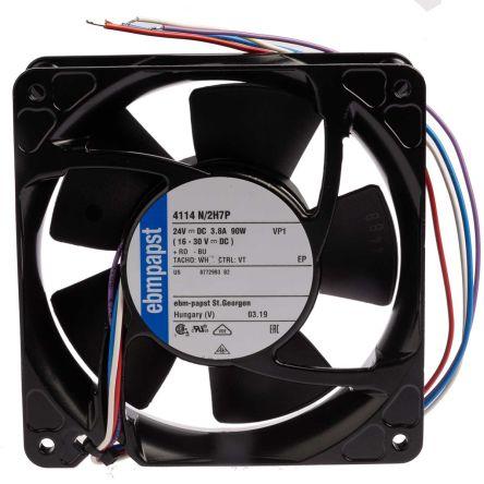 ebm-papst Axiální ventilátor, řada: 4100 NH7 - S-Force, průtok vzduchu: 500 m³/h 90 W 24V dc 119 mm 119mm 38 mm