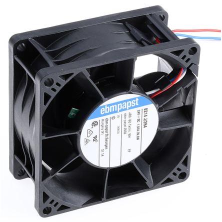 ebm-papst Axiální ventilátor, řada: 8200 J, průtok vzduchu: 222 m³/h 38 W 24V dc IP68 80 mm 80mm 38 mm