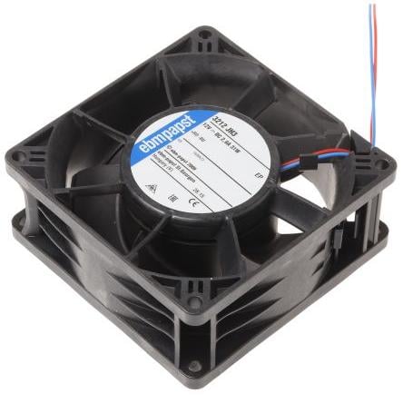 ebm-papst Axiální ventilátor, řada: 3200 J - S-Force, průtok vzduchu: 237 m³/h 31 W 12V dc IP68 92 mm 92mm 38 mm
