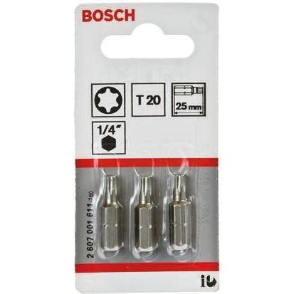 Bosch Bit šroubováku, Šestihran, 1/4 in, T20, celková délka: 25 mm, počet kusů: 1