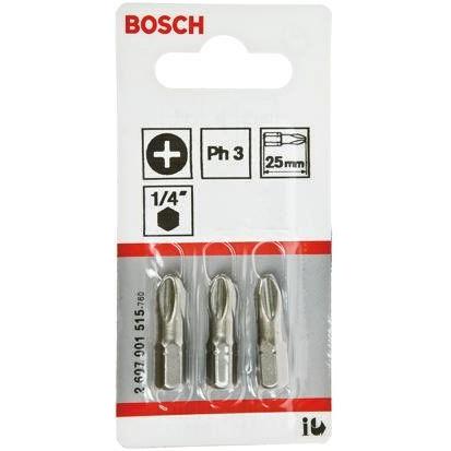 Bosch Bit šroubováku, Šestihran, 1/4 in, PH3, celková délka: 25 mm, počet kusů: 1