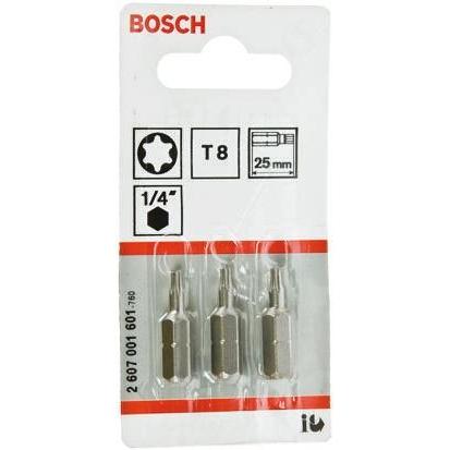Bosch Bit šroubováku, Šestihran, 1/4 in, T8, celková délka: 25 mm, počet kusů: 1