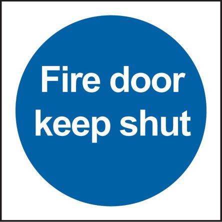 RS PRO Požární bezpečnostní značka, Vinyl, Modrá Fire Door Keep Shut No Angličtina Samolepicí