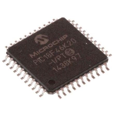 Microchip Mikrokontrolér PIC18F46K20-I/PT 8 bit PIC 64 MHz 1.024kB, 64 kB Blesk 3.94 kB RAM, počet kolíků: 44 kolíkový,