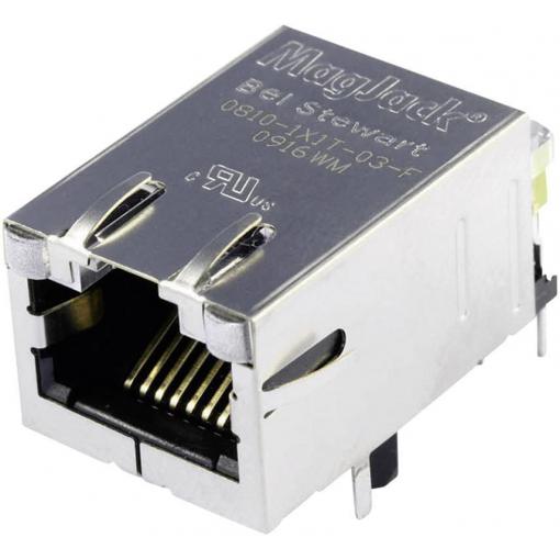 BEL Stewart Connectors MagJack 10/100Base-TX 5 vysílač s LED 08B0-1X1T-03-F zásuvka, vestavná horizontální 10/100Base-TX počet pólů: 8P8C poniklovaná, kov 1 ks