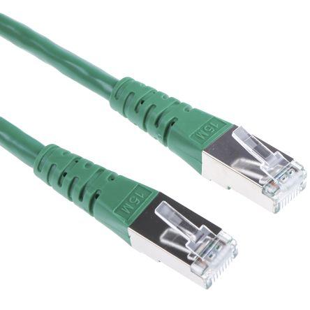 Roline Kat6 Ethernetové kabely, Zelená, Polyvinylchlorid 15 m 8, typ pláště: Stíněné Stíněný