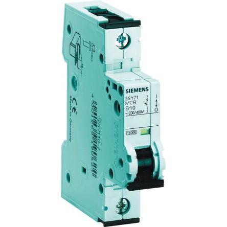 Siemens Miniaturní jistič, rozsah: 5SY7 1pólový 10A vypínací výkon 15 kA, charakteristika: Typ B, rozsah: SENTRON 400V