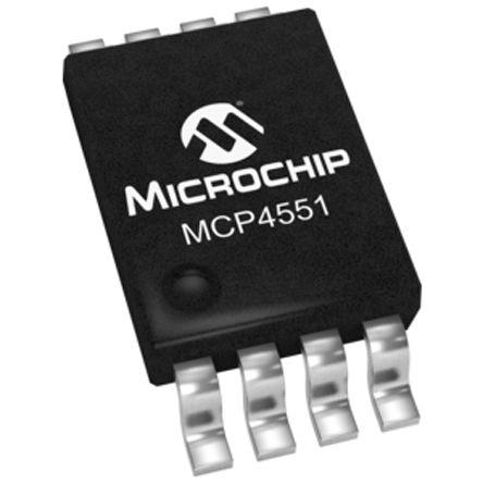 Microchip Digitální potenciometr MCP4551-103E/MS 10 kΩ 256poziční Lineární 1kanálový, MSOP, počet kolíků: 8 kolíkový