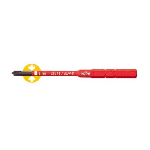 Wiha VDE-Wechselklinge slimVario Xeno Schlitz/PH 2x75mm VDE plochý, Plus/Minus výměnné bity s rukojetí SL/PH 2 75 mm Vhodné pro (série šroubováků) Wiha Torque