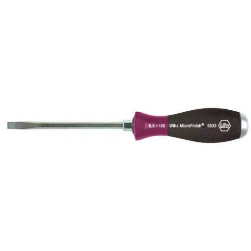 Wiha Schlitzschraubendreher 6,5x1,2x125mm Micro-Finish dílnu šroubovák pro šrouby Microstix Šířka čepele: 6.5 mm Délka dříku: 125 mm