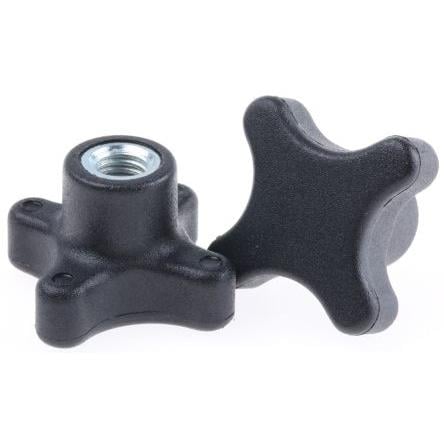 Upínací knoflík Termoplast barva Černá 4ramenné M8 RS PRO Otvor se závitem