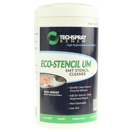 Techspray Odstraňovač tavidla, ECO-STENCIL UM, 100 Wipes Škopík, Kabelová svorka PCB
