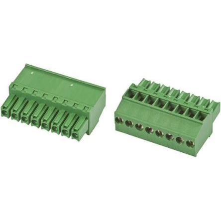 TE Connectivity Zásuvný blok Terminal, rozteč: 3.5 mm, počet řad: 1, počet kontaktů: 8, orientace těla: Svislé, Zelená