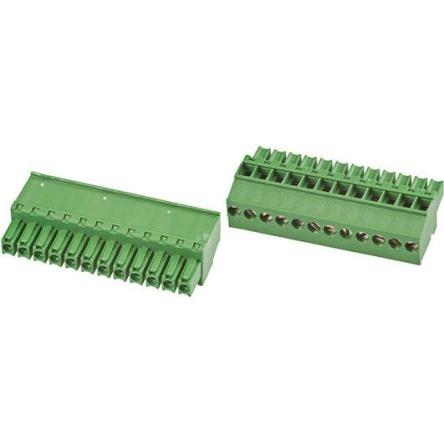 TE Connectivity Zásuvný blok Terminal, rozteč: 3.5 mm, počet řad: 1, počet kontaktů: 12, orientace těla: Svislé, Zelená
