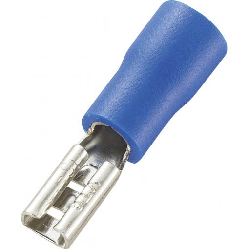 TRU COMPONENTS 737443 faston zásuvka Šířka zástrčky: 2.8 mm Tloušťka konektoru: 0.8 mm 180 ° částečná izolace modrá 100 ks