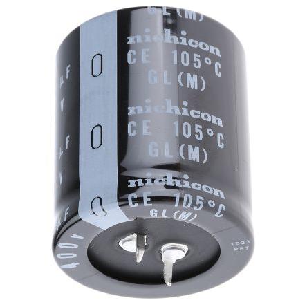 Kondenzátor, řada: GL 820 μF ±20 % 400V dc LGL2G821MELC40, Zacvakávací montáž Nichicon