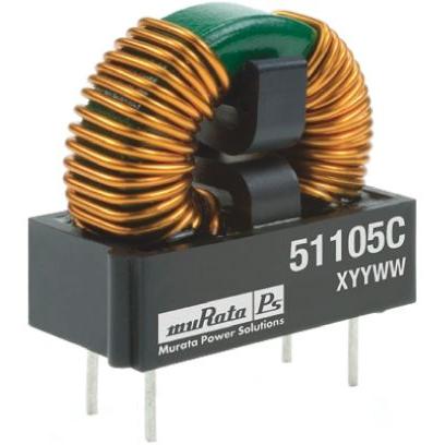 Tlumivka souhlasného napětí, řada: 5100 500 μH max. SRF: 100 MHz Idc 4.1 A Rdc 27 mΩ, 1500Vrms Murata Power Solutions