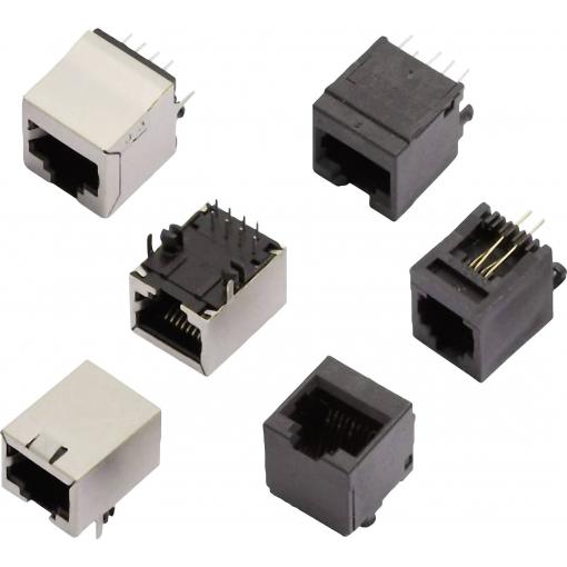 MH Connectors MHRJJ88NFRA Vestavná zásuvka RJ45 2101-0100-13 zásuvka, vestavná horizontální počet pólů: 8P8C černá 1 ks