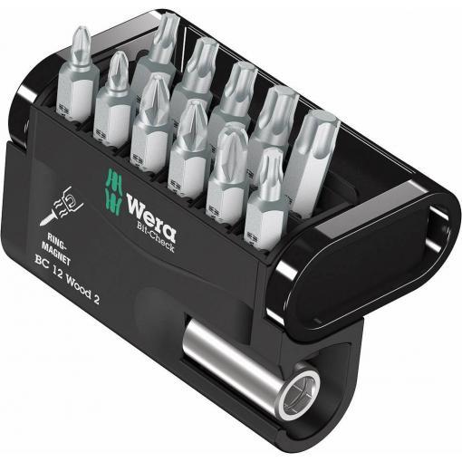 Wera Bit-Check 12 Wood 2 05057422001 sada bitů, 12dílná, křížový PZ, křížový PH, Vnitřní T-profil, 1/4 (6,3 mm)