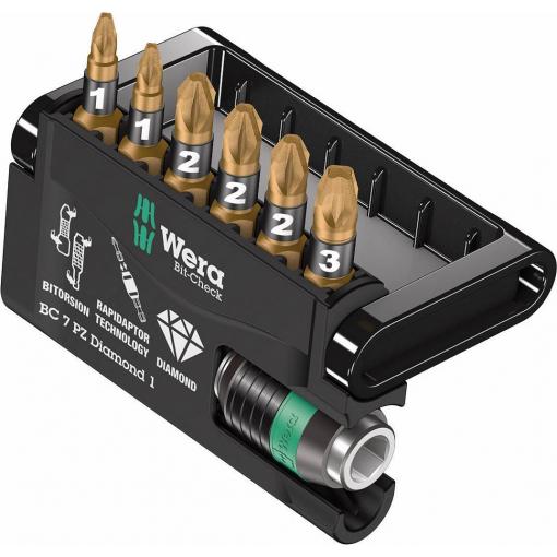 Wera Bit-Check 7 PZ Diamond 1 05057412001 sada bitů, 7dílná, křížový PZ, 1/4 (6,3 mm)
