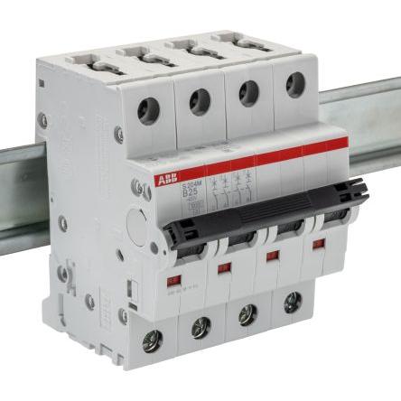 ABB Miniaturní jistič, rozsah: S200M 4pólový 25A vypínací výkon 15 kA, charakteristika: Typ B, rozsah: System Pro M