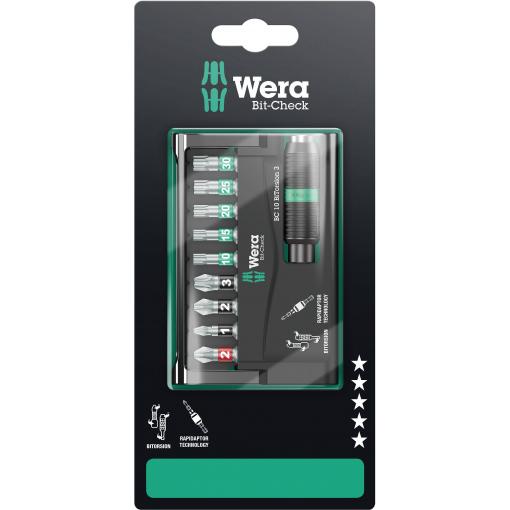 Wera 8757-9/BTZ Rapidaptor 05073418001 sada bitů, 10dílná, křížový PH, křížový PZ, TORX, 1/4 (6,3 mm)