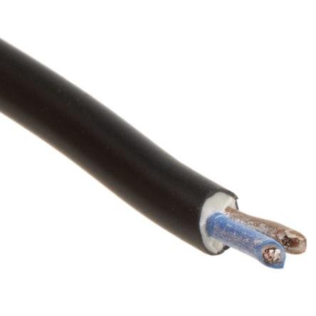 RS PRO Napájecí kabel 2žilový 100 m Polyvinylchlorid plášť, Černá, vnější průměr: 5.06 mm OD, 300V, 500 V 70 °C