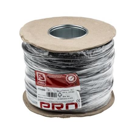 RS PRO Napájecí kabel 2žilový 100 m Polyvinylchlorid plášť, Černá, vnější průměr: 6.05 mm OD, 300V, 500 V 70 °C