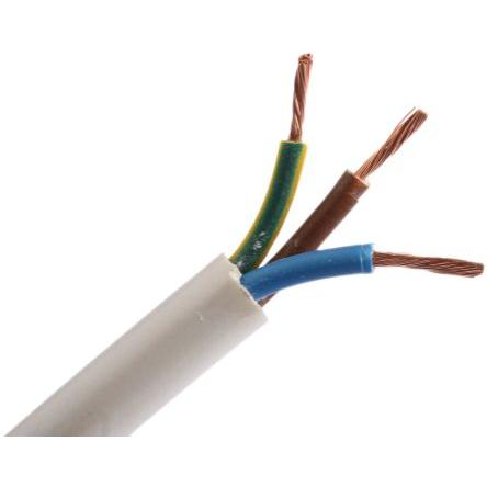 RS PRO Napájecí kabel 3žilový 100 m Polyvinylchlorid plášť, Bílá, vnější průměr: 6.91 mm OD, 300V, 500 V 70 °C